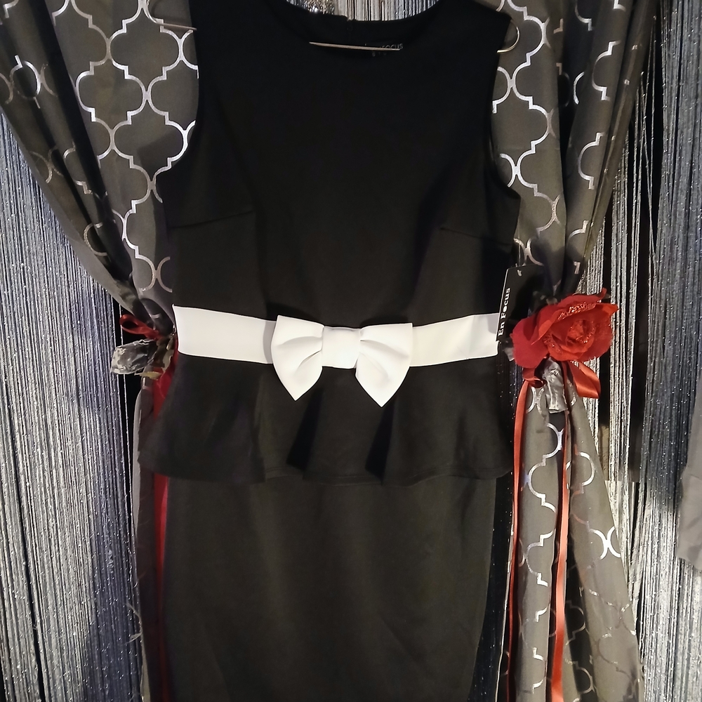 Enfocus Studio Elegant Black Dress with White Accent